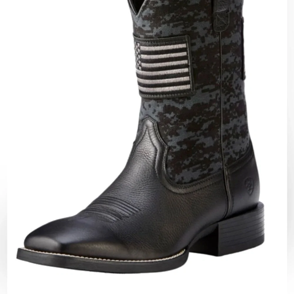 NEW ARIAT Men’s Black Patriot Western Boots 10D